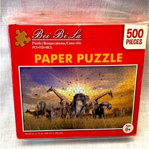 BEI BI LA 500 PIECES SAFARY PAPER PUZZLE FOR AGES 9+ NEW SIZE: 18.25” X 11”